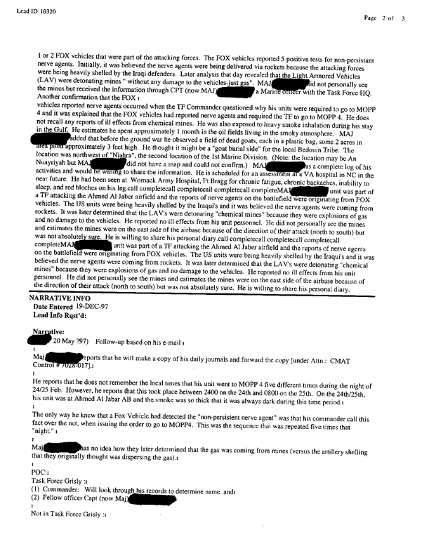 Lead Sheet 10320, Interview of commander, 245th Psychological Operations Detachment, US Army, May 20, 1997, p. 3. 