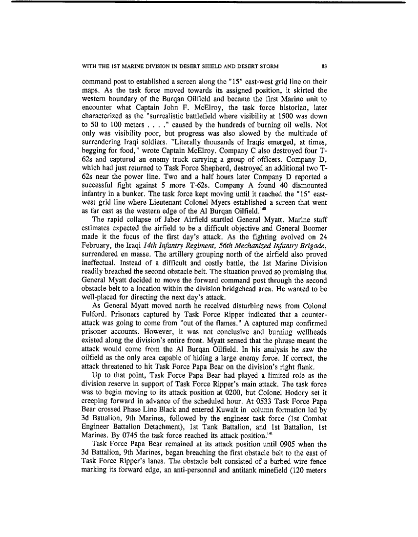 Cureton, Charles H., "US Marines in the Persian Gulf, 1990-1991: With the 1st Marine Division in Desert Shield and Desert Storm," History and Museums Division, Headquarters, US Marine Corps, Washington, DC, 1993
