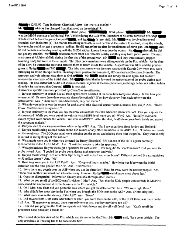 Lead Sheet #10899, Interview of Fox 5604 MM-1 operator, December 1, 1997, p. 2.