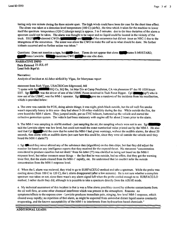 Lead Sheet #5353, Interview of Fox 5604 driver, June 27, 1997, p. 2.  