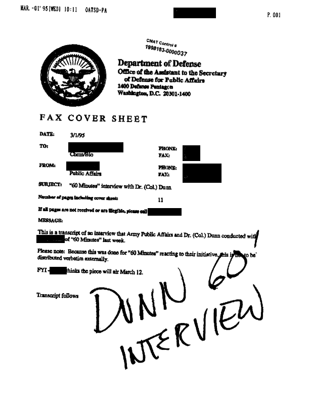 Interview of Colonel Dunn for 