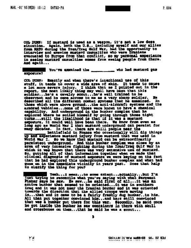 Interview of Colonel Dunn for "60 Minutes," March 1, 1995, p. 3. 