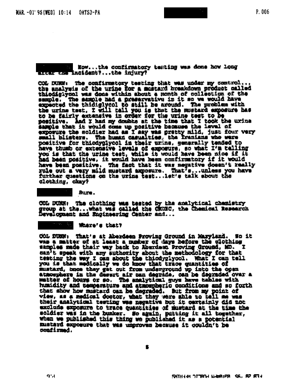 Interview of Colonel Dunn for 