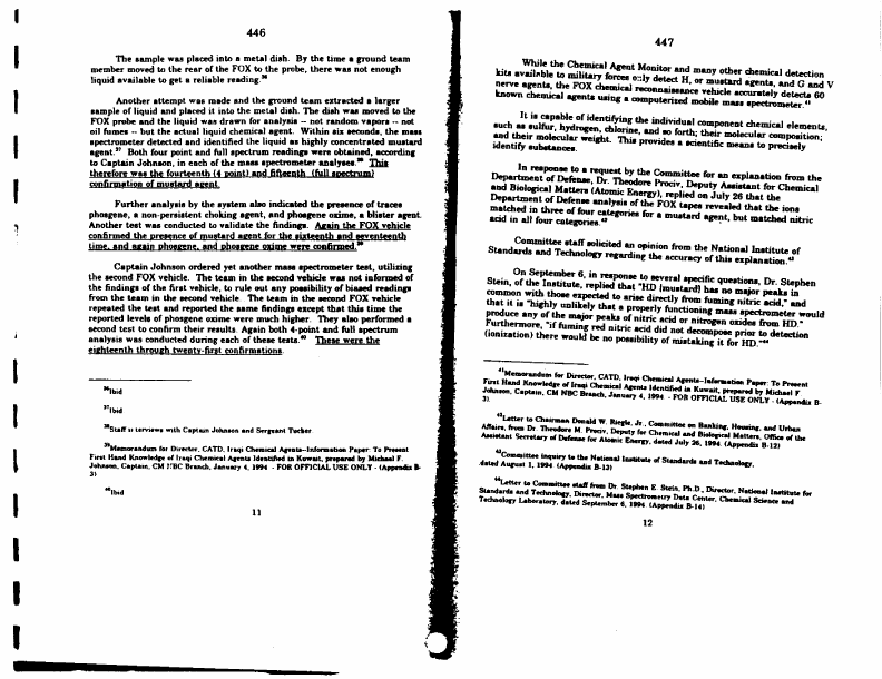 US Senate, 103d Congress, 2d Session, Committee Staff Report (No. 3), Committee on Banking, Housing and Urban Affairs, �
US Chemical and Biological Warfare � Related Dual Use Exports to Iraq and Their Possible Impact on the Health Consequences of the Persian Gulf War,� October 7, 1994