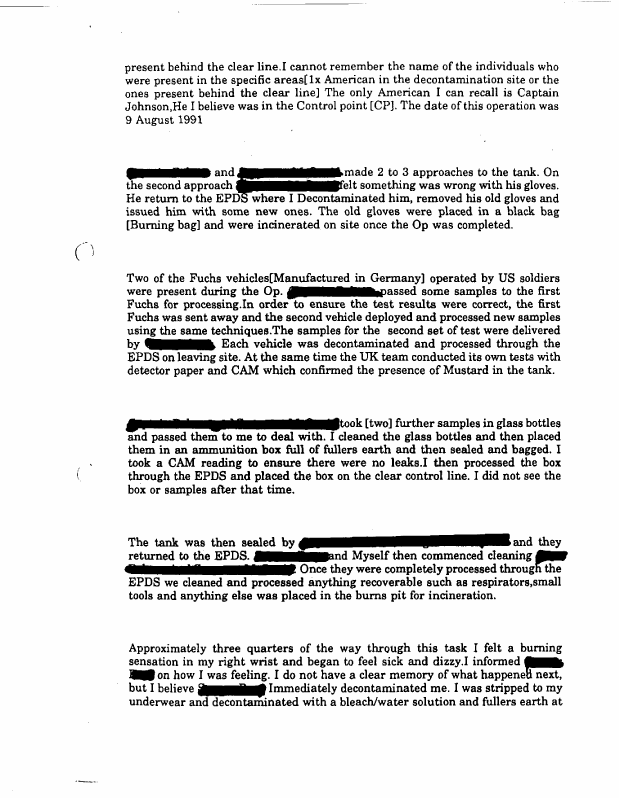 UK Ministry of Defence,  Deposition of injured British soldier, December 5, 1997