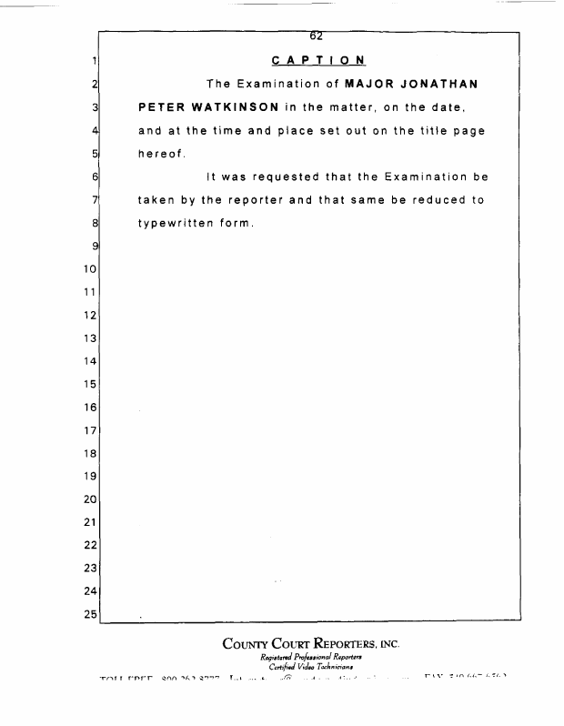 Interview with Major Jonathan Watkinson, October 16, 1997