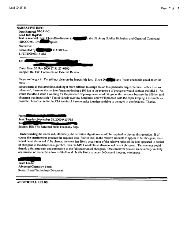 Lead sheet 23181, Meeting with Fox subject matter experts, August 26, 1999