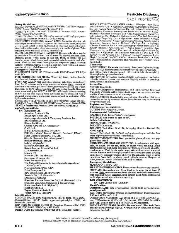 Meister Publishing Company, �Farm Chemicals Handbook 2000,� Willoughby, Ohio, p. C115, C311.