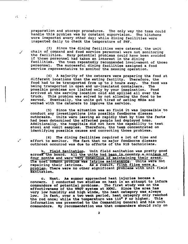   Preventive Medicine Detachment � Southwest Asia, �Field Report #2 on Preventive Medicine in Southwest Asia,� August 17, 1991.