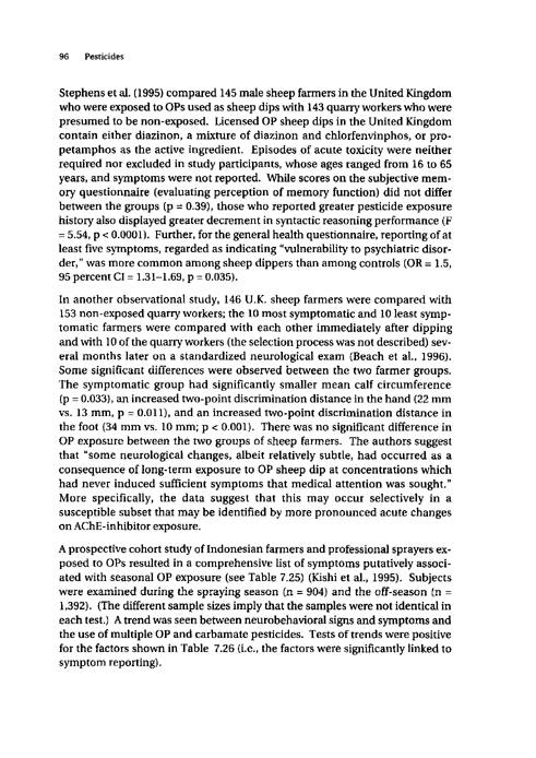 Cecchine, G., et al., �A Review of the Scientific Literature as it Pertains to Gulf War Illnesses: Pesticides,� vol. 8, RAND, 2000, p. 87-107.