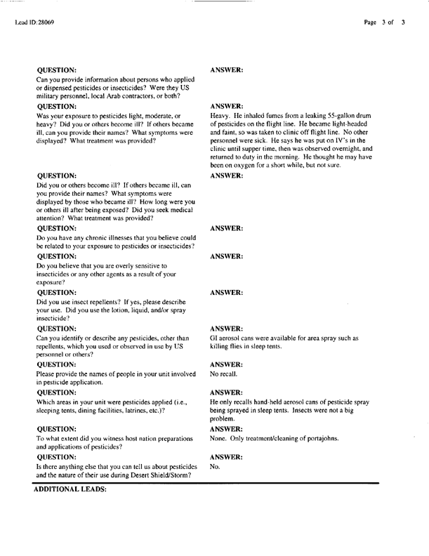 Lead Sheet #28069, Interview with airman, October 17, 2000.