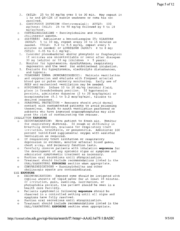 National Library of Medicine/National Institutes of Health (September 24, 2002), TOXNET Summary of Diazinon (CASRN 333�41�5), p. 4.
