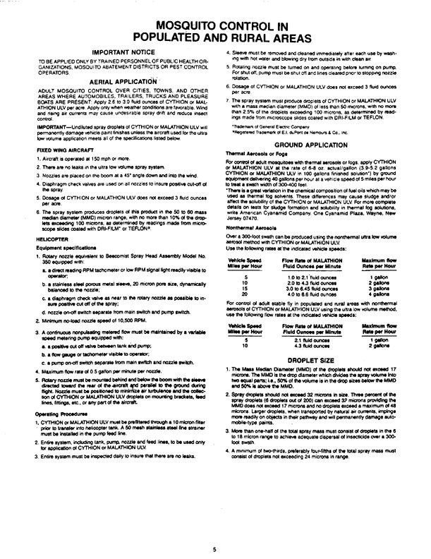 American Cyanamid Co.,  Specimen Label for Cythion Malathion ULV Concentrate (contains 91.0% malathion).