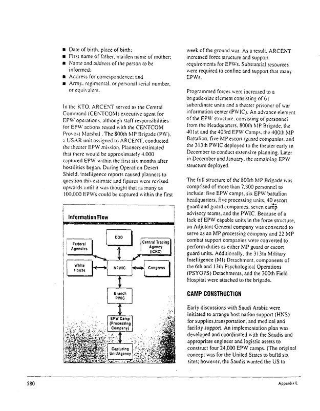US Department of Defense, Final Report to Congress, �Conduct of the Persian Gulf War - Appendix L: Enemy Prisoner of War Operations,� April 1992, pp. 577-587.