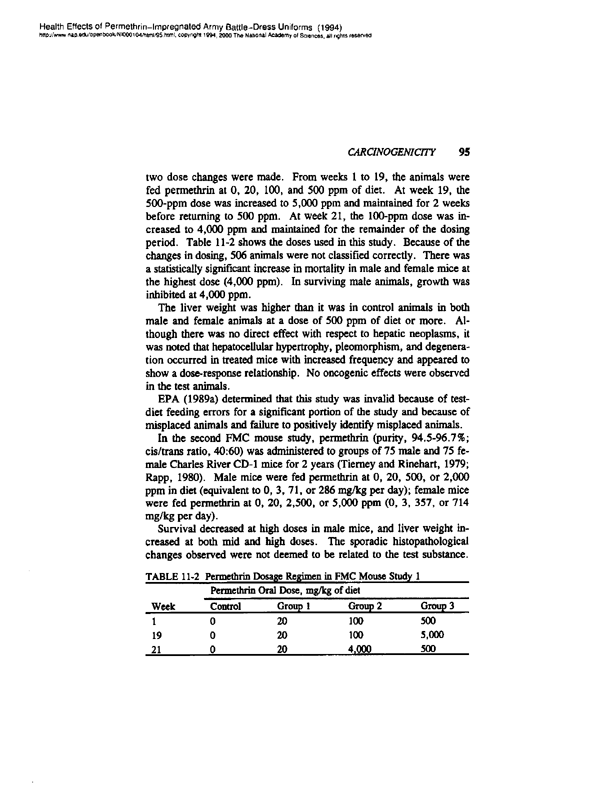 National Research Council, Committee on Toxicology, Health Effects of Permethrin-Impregnated Army Battle-Dress Uniforms,  National Academy Press, Washington, D.C., pp. 93-103.