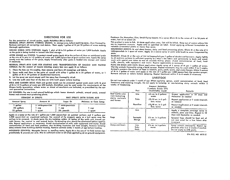 Octagon Process Inc.,  Product Label for Insecticide Malathion Emulsifiable Concentrate (contains 57% malathion), Edgewater, New Jersey, 2 p.