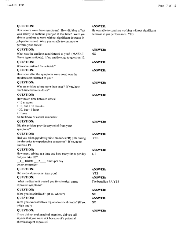   Lead Sheet #11395, Interview with 307th Engineer Battalion platoon leader, September 30, 1998.