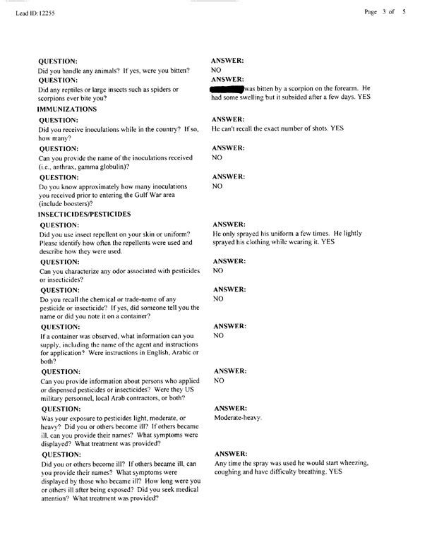  Lead Sheet #12255, Interview with 299th Engineer Battalion engineer, November 4, 1997.