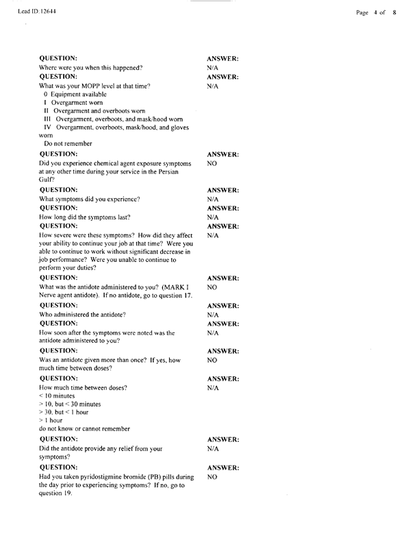   Lead Sheet #12644, Interview with 53rd Quartermaster Detachment mechanic supervisor, September 8, 1997.