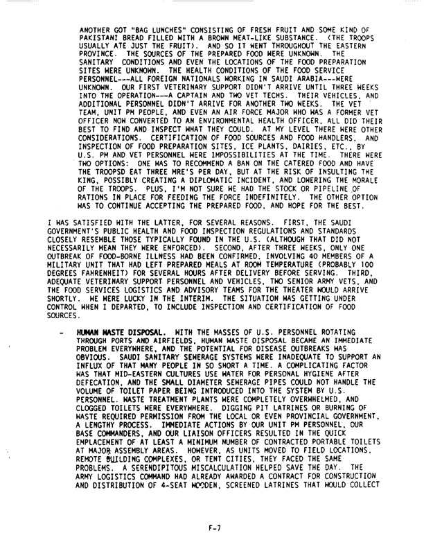   Armed Forces Pest Management Board, �Preventive Medicine on Operation Desert Shield: The First 40 Days,� Proceedings of the 135th Board Meeting, November 14, 1990, p. F-1.