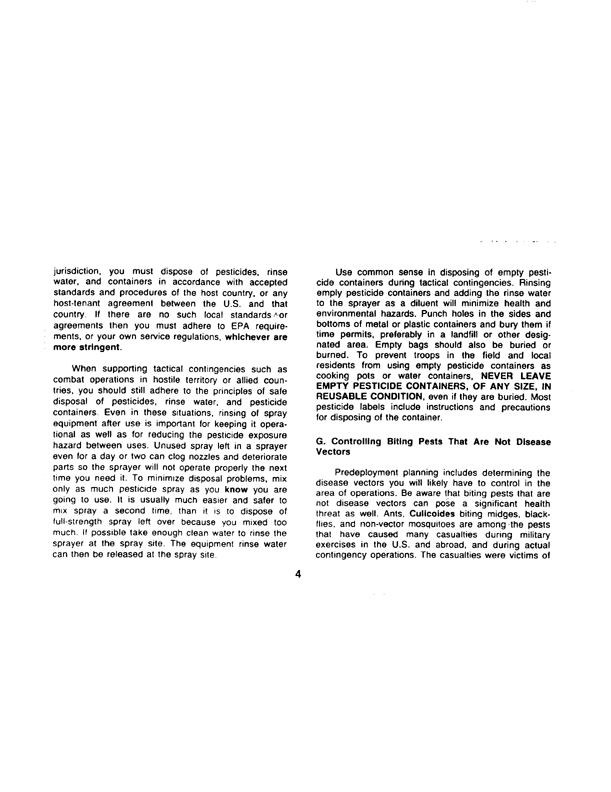   Armed Forces Pest Management Board, Technical Information Memorandum No. 24, Contingency Pest Management Pocket Guide, Third Edition, April 1988, p. 4