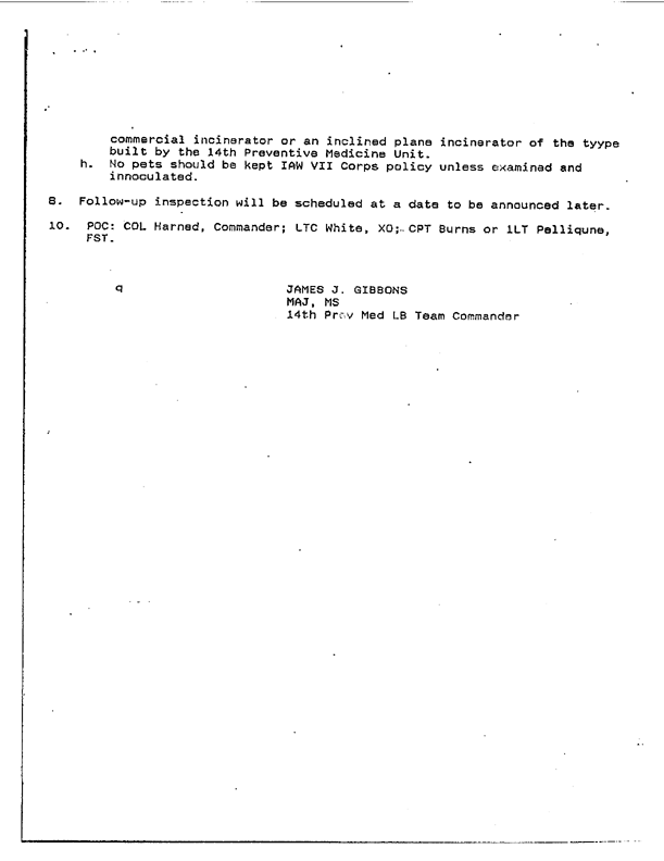   Memorandum from 14th Preventive Medicine Detachment Commander for 332nd Medical Brigade Commanding General, Subject: �Synopsis of Major Diseases in Theater of Operation,� February 13, 1991.