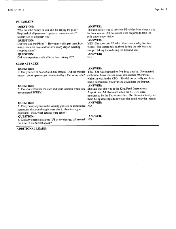 Lead Sheet #15012, Interview with 101 ABN 326th Medical Battalion doctor, February 11, 1998.