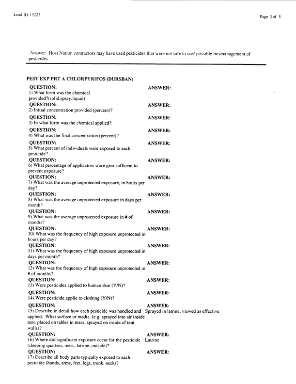   Lead Sheet #15225, Interview with 44th Medical Brigade Physician, March 2, 1998.