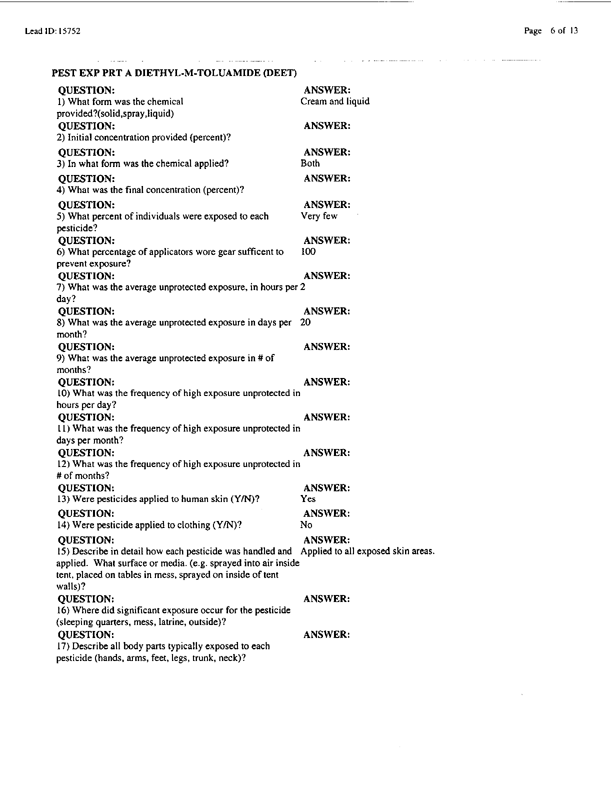 Lead Sheet #15752, Interview with Navy preventive medicine technician, April 1, 1998, p. 11.