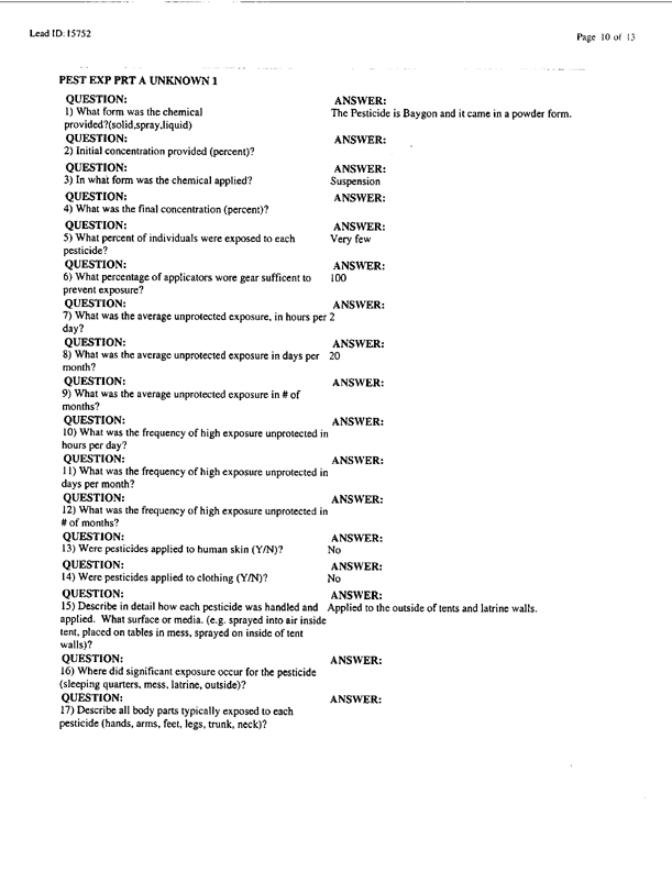 Lead Sheet #15752, Interview with Navy preventive medicine technician, April 1, 1998, p. 11.