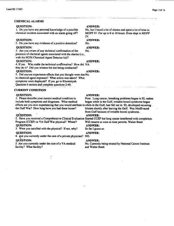   Lead Sheet #17485, Interview with Army administrative supervisor, July 14, 1998, p. 5.