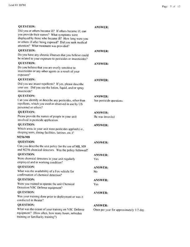   Lead Sheet #18781, Interview with 35th Tactical Fighter Wing pest controller, February 22, 1999.