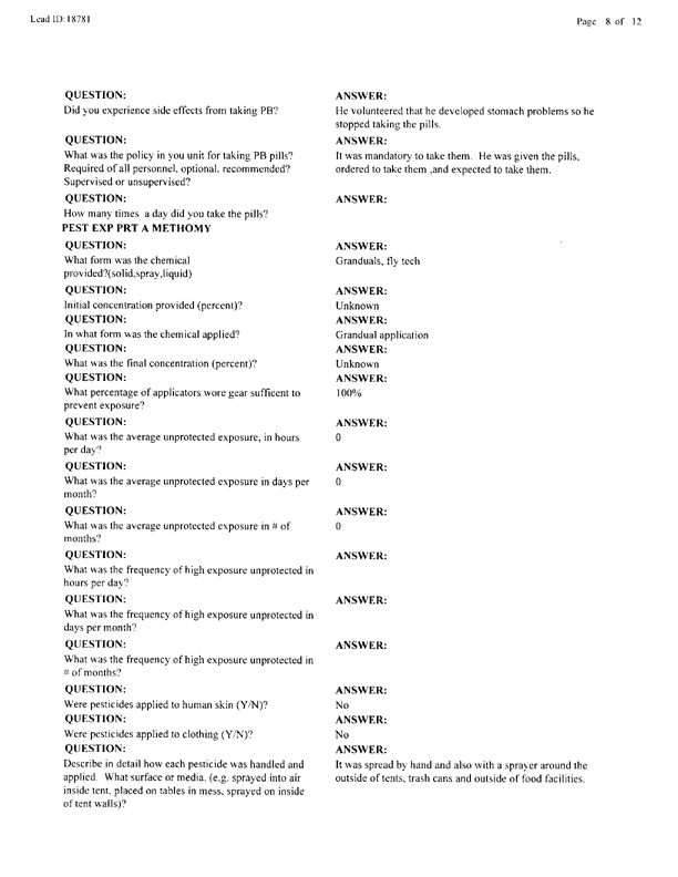   Lead Sheet #18781, Interview with 35th Tactical Fighter Wing pest controller, February 22, 1999.