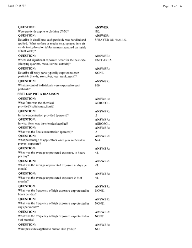   Lead Sheet #18797, Interview with 314th Civil Engineering Squadron Bateen, United Arab Emirates pest controller, October 28, 1998.