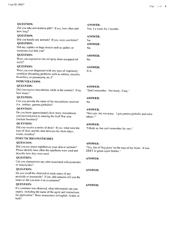   Lead Sheet #18827, Interview with 834th Civil Engineering Squadron King Fahd International Airport pest controller, September 3, 1998.