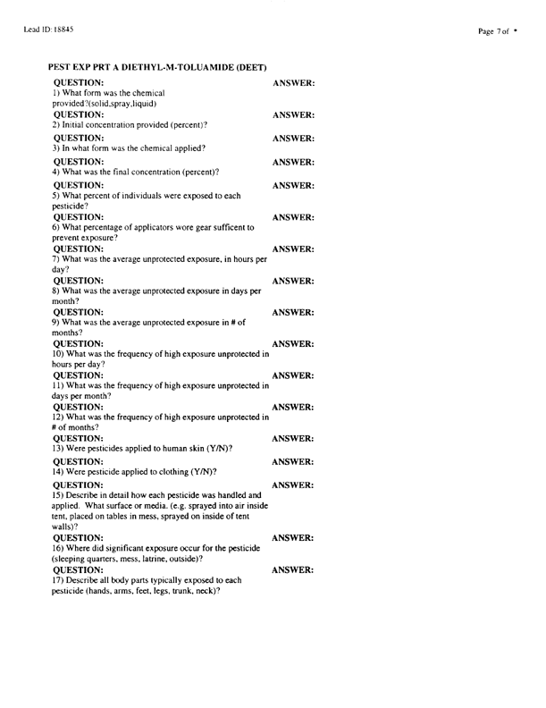   Lead Sheet #18845, Interview with 35th Tactical Fighter Wing pest controller, September 2, 1998.
