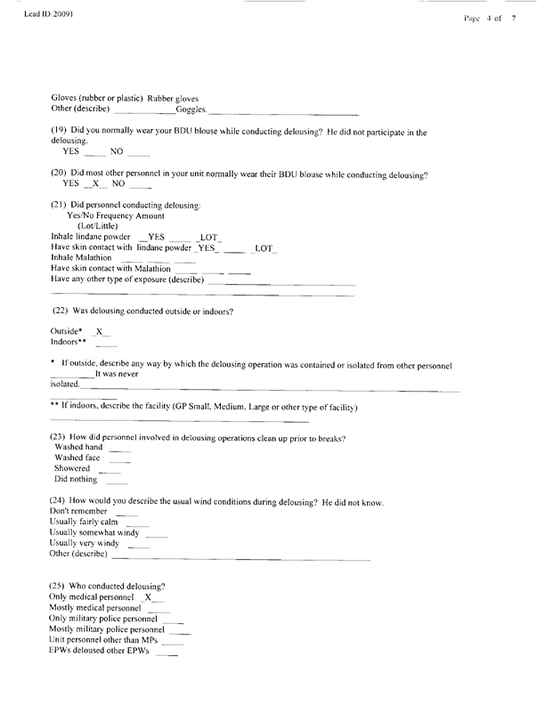   Lead Sheet #20091, Interview with 403rd Military Police Camp veteran, December 8, 1998.