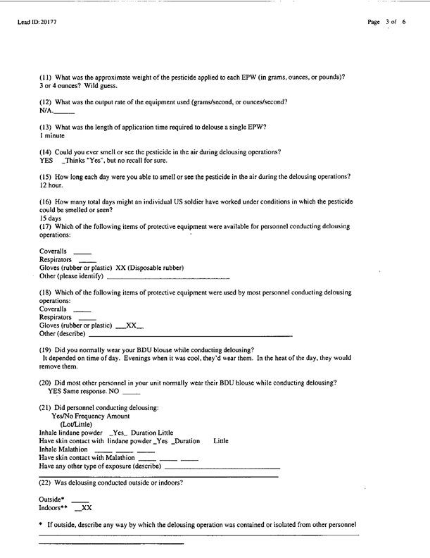 Lead Sheet #20177, Interview with 400th Military Police Camp veteran, November 18, 1998, p. 3-4. 