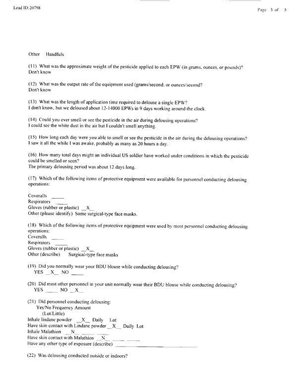 Lead Sheet #20798, Interview with 403rd Military Police Camp veteran, December 18, 1997.