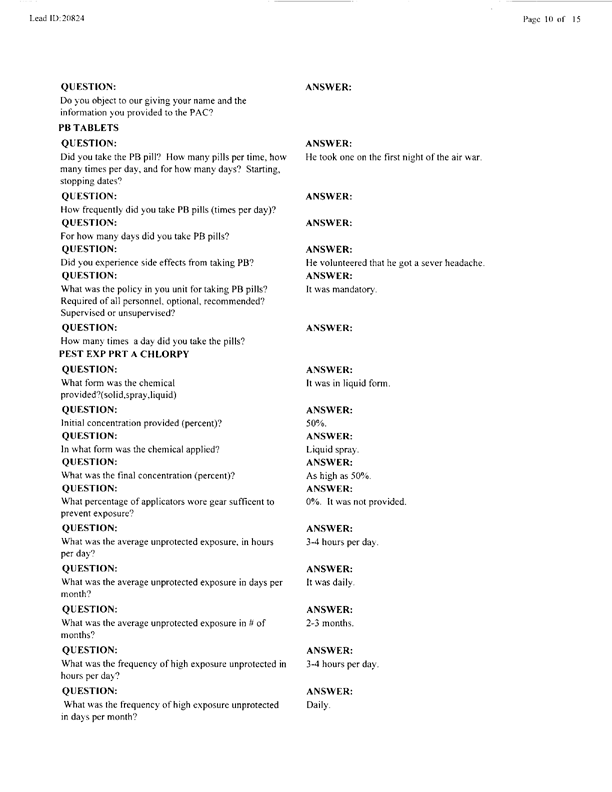   Lead Sheet #20824, Interview with 401st Military Police Camp veteran, April 5, 1999.