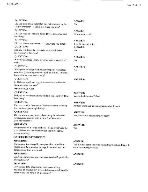 Lead Sheet #20911, Interview with 301st Military Police Camp veteran, January 6, 1998, p. 3.