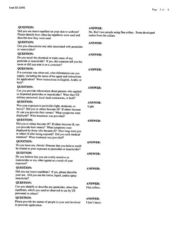   Lead Sheet #21892, Interview with 44th Evac Hospital nurse, April 30 1999.
