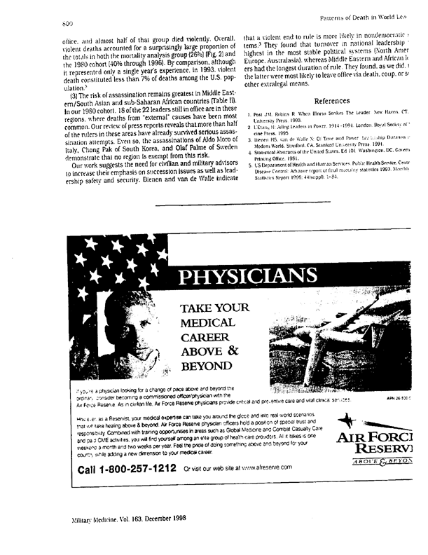 Samuel Martin, et. al., �Leishmaniasis in the United States Military,� Military Medicine, December 1998, p. 801.