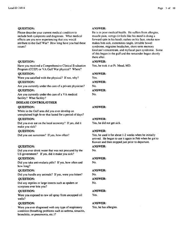  Lead Sheet #24814, Interview with 4th Tank Battalion assault specialist, September 9, 1999.
