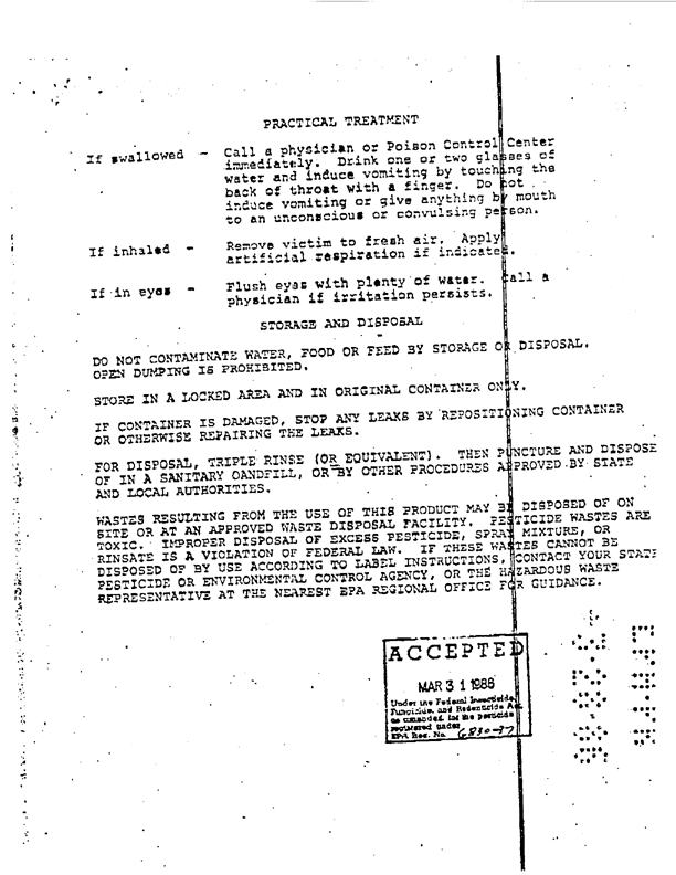 Military Specification MIL-I-11490D for �Insecticide, Lindane, Powder, Dusting, 25 Pounds,� Edgewater, New Jersey, March 31, 1986.